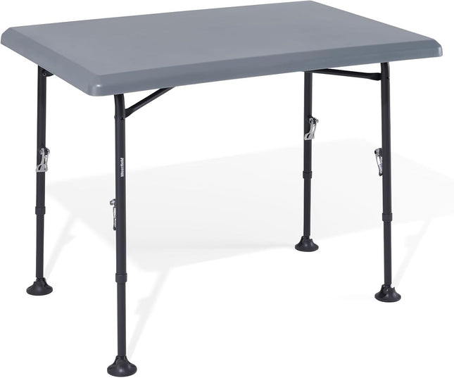 Westfield Outdoors Resino, Folding Camping Table, Height Adjustable, Folding Table, 100 x 68 cm, for 4-6 People, Robust ABS Table Top, Waterproof and Stable, for Camping, Garden, Picnic, Grey