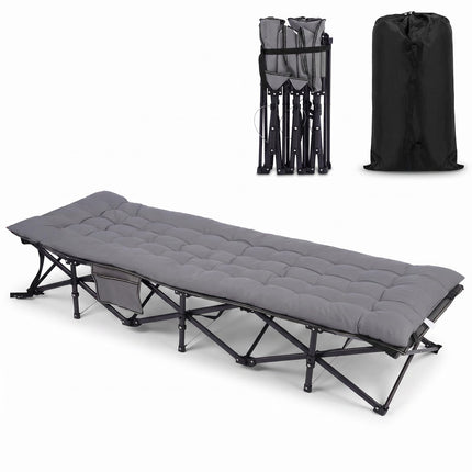 Sekey Folding Camping Bed with Padding & Side Pocket, up to 190 x 71 x 36 cm, Oversized Sleeping Area, Camping Lounger / Sun Lounger for Outdoor & Indoor - Ideal for Garden, Camping, Festival and Travel