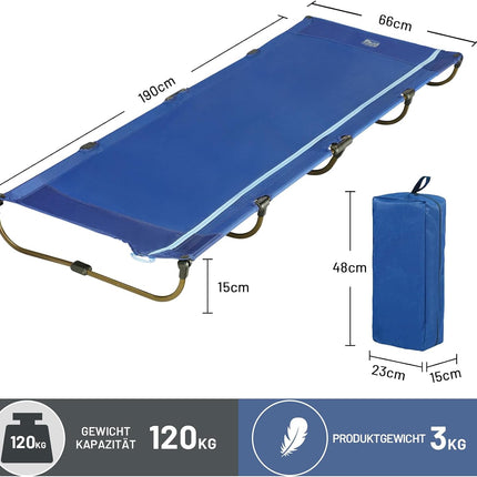 TIMBER RIDGE Camping Bed Foldable Lightweight 3 kg Camping Bed Foldable | Einfach zu Bauen Tragbar Campingliege Bequem bis 120kg Reisebett Erwachsene Klappbett Camping für Outdoor Camp Reisen Garten