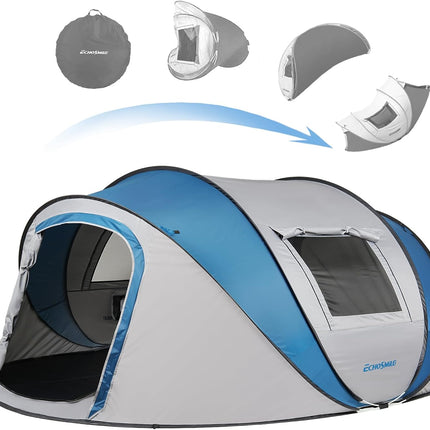 EchoSmile Pop Up Tent 4-8 People, Pop-Up Tent Waterproof with 2 Ventilation Windows, Family Tent & Camping Tent for Picnic, Hiking and Outdoor Activities