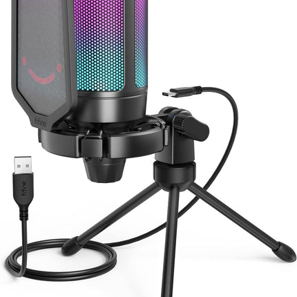 FIFINE Gaming Microphone PC, USB Microphone for Streaming Podcast Studio, with Microphone Stand and Mute Button, for PS4 PS5 Mac