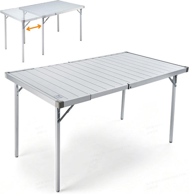Timber Ridge Folding Camping Table Garden Table Extendable for 4-6 People | 94/130x70 cm Aluminium Klapptisch Höhenverstellbar Camping Falttisch mit Tragetasche für Picknick Camping Garten Outdoor