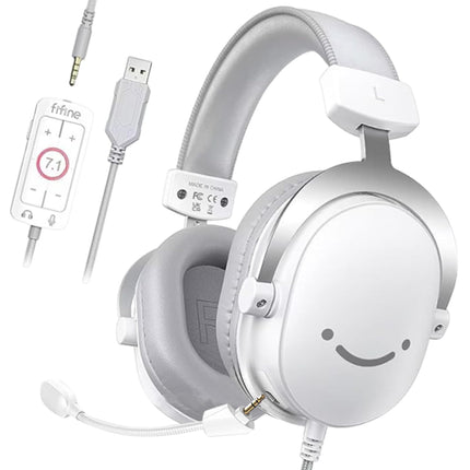 FIFINE Gaming Headset with Microphone, Over Ear Headphones with Cable, USB Headset for PC PS4 PS5 Xbox Switch, RGB Headphone with 7.1 Surround Sound and Ear Pads