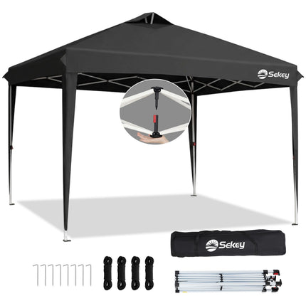 Sekey Pop Up Gazebo Waterproof Stable Winterproof with Side Walls, Folding Gazebo 3 x 3 m, Camping Gazebo Foldable Party Tent with Ventilation, Designer Series 3 x 3 (Grey, 3 x 3 with Side Walls)