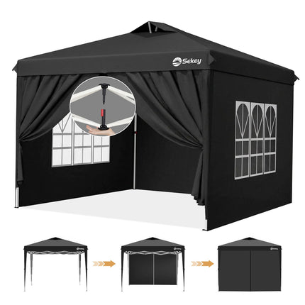 Sekey Pop Up Gazebo Waterproof Stable Winterproof with Side Walls, Folding Gazebo 3 x 3 m, Camping Gazebo Foldable Party Tent with Ventilation, Designer Series 3 x 3 (Grey, 3 x 3 with Side Walls)