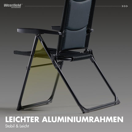 Westfield Outdoors Zenith Ergofit, Foldable Camping Chair, 5-Way Adjustable Backrest, Garden Chair up to 140 kg Load Capacity, Breathable, Adjustable Headrest, for Garden, Camping, Smoke Grey