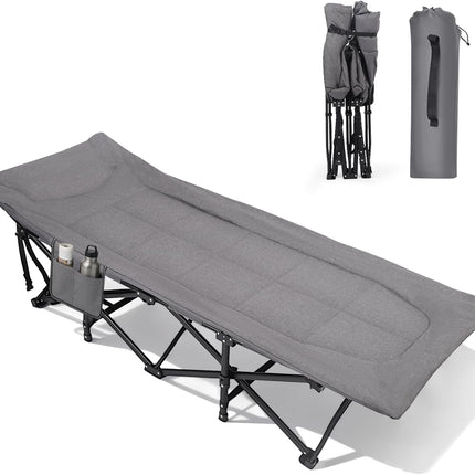 Sekey Folding Camping Bed with Padding & Side Pocket, up to 190 x 71 x 36 cm, Oversized Sleeping Area, Camping Lounger / Sun Lounger for Outdoor & Indoor - Ideal for Garden, Camping, Festival and Travel