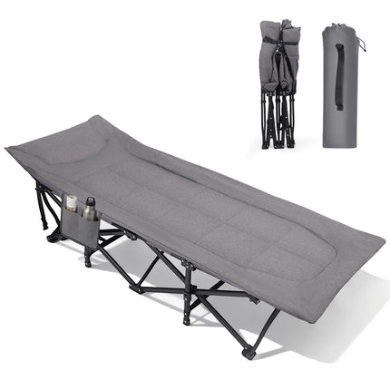 Sekey Folding Camping Bed with Padding & Side Pocket, up to 190 x 71 x 36 cm, Oversized Sleeping Area, Camping Lounger / Sun Lounger for Outdoor & Indoor - Ideal for Garden, Camping, Festival and Travel