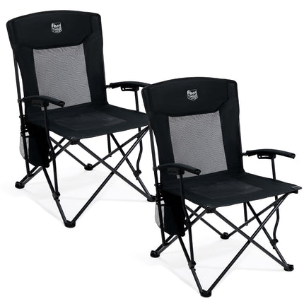TIMBER RIDGE Camping Chair Foldable Lightweight Folding Chair 150 kg Load Capacity with Mesh Back Outdoor Comfortable Portable Beach Chair Fishing Chair for Festival, Fishing, Garden, Picnic, Balcony
