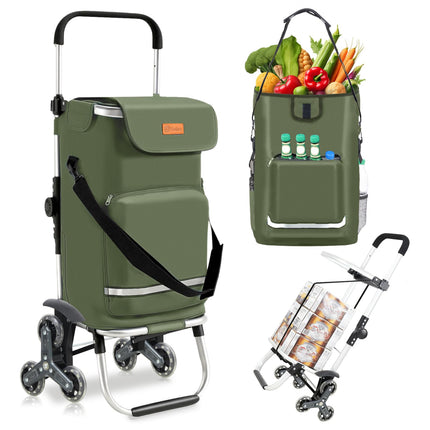 Sekey XXL Shopping Trolley Stair Climber with 3 Wheels, Shopping Trolley for Camping and Shopping with Height-Adjustable Handle, Aluminium 3-in-1 Trolley, Includes Cooling Compartment and Drinks Compartment, Grey