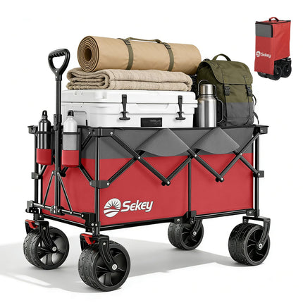 Sekey XXL Plus 4011 Handcart Foldable 200 L 200 kg All-Terrain Tyres | Folding handcart extra wide wheels with brake hand cart, patented 4-way instant assembly transport trolley, anthracite
