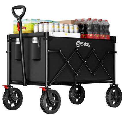Sekey Handcart Foldable Mini 4029, Handcart Foldable Small 60L 80 kg | Foldable shopping cart camping trolley with height-adjustable handle, lightweight, space-saving and stable, black