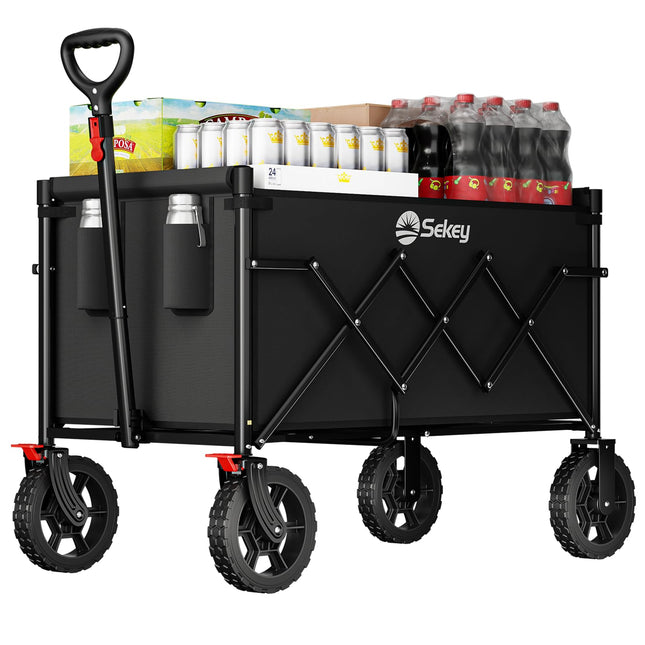 Sekey Handcart Foldable Mini 4029, Handcart Foldable Small 60L 80 kg | Foldable shopping cart camping trolley with height-adjustable handle, lightweight, space-saving and stable, black