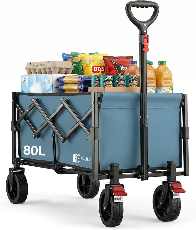 Sunula Handcart Foldable Small 80L 100 kg Hand Trolley Off-Road with Brakes