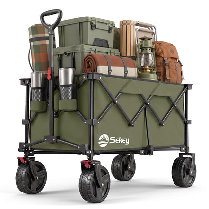 Sekey XXL Plus 4011 Handcart Foldable 200 L 200 kg All-Terrain Tyres | Folding handcart extra wide wheels with brake hand cart, patented 4-way instant assembly transport trolley, anthracite