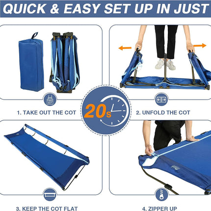 TIMBER RIDGE Camping Bed Foldable Lightweight 3 kg Camping Bed Foldable | Einfach zu Bauen Tragbar Campingliege Bequem bis 120kg Reisebett Erwachsene Klappbett Camping für Outdoor Camp Reisen Garten
