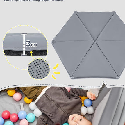 EVER ADVANCED Playpen Baby Foldable with Mattress Playpen Baby with Parasol, Safe Travel Run for Toddlers Indoor and Outdoor Use, Staibiler Children's Playpen 6 Square Playpen