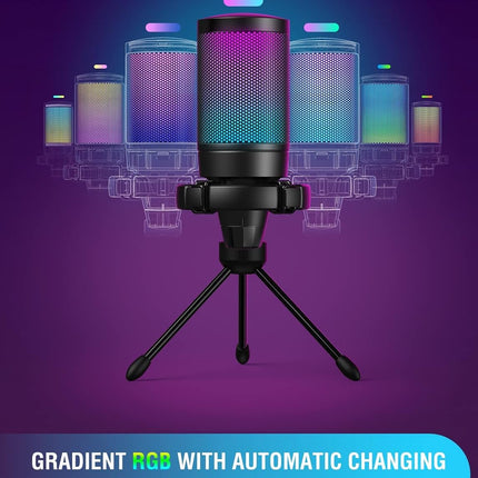 FIFINE Gaming Microphone PC, USB Microphone for Streaming Podcast Studio, with Microphone Stand and Mute Button, for PS4 PS5 Mac