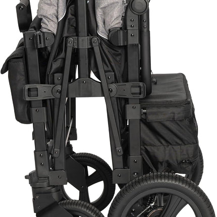 elvent® FlexProfessional 2 Handcarts, TÜV-Certified, Foldable Hand Trolley with Roof, 5-Point Harness, Parking Brake, 100 kg, Nursery & Day Care (Grey)