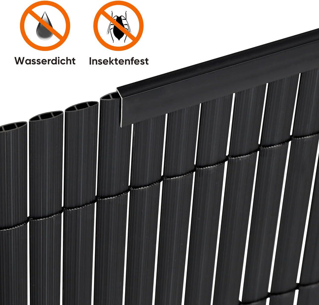 Sekey PVC Fence Rail Cover Profile 5 Pieces x 1 m, Protective Accessories for PVC Privacy Screen, 1 m/Root, Set of 5, Anthracite