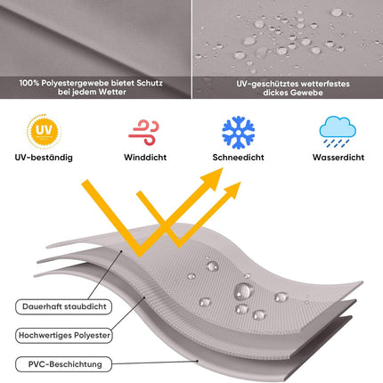 Sekey Parasol Protective Cover for Cantilever Parasol, Tear-Resistant, Grey, 260 x 65 cm