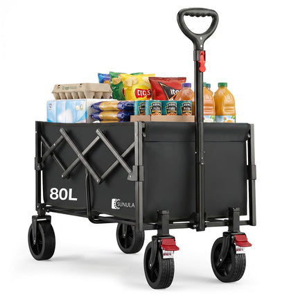Sunula Handcart Foldable Small 80L 100 kg Hand Trolley Off-Road with Brakes