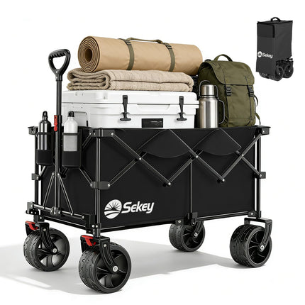 Sekey XXL Plus 4011 Handcart Foldable 200 L 200 kg All-Terrain Tyres | Folding handcart extra wide wheels with brake hand cart, patented 4-way instant assembly transport trolley, anthracite