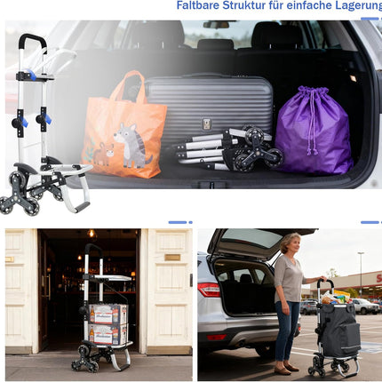 Sekey XXL Shopping Trolley Stair Climber with 3 Wheels, Shopping Trolley for Camping and Shopping with Height-Adjustable Handle, Aluminium 3-in-1 Trolley, Includes Cooling Compartment and Drinks Compartment, Grey