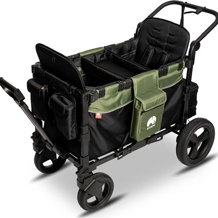 elvent® FlexProfessional 2 Handcarts, TÜV-Certified, Foldable Hand Trolley with Roof, 5-Point Harness, Parking Brake, 100 kg, Nursery & Day Care (Black)