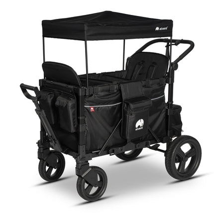 elvent® FlexProfessional 2 Handcarts, TÜV-Certified, Foldable Hand Trolley with Roof, 5-Point Harness, Parking Brake, 100 kg, Nursery & Day Care (Grey)