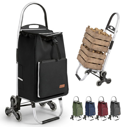 Sekey Shopping Trolley Stair Climber Foldable XXL Shopping Bag with Cooling Compartment, Lightweight Aluminium Frame, 3+3 Wheels for Stairs, Foldable Shopping Trolley Suitable for Seniors Stairs in