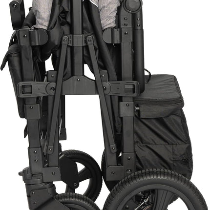 elvent® FlexProfessional 4 Handcart 4-Seater TÜV-Certified I Folding Hand Trolley with Roof, 5-Point Harness, Parking Brake, 100 kg | Nursery & Day Care (Grey)