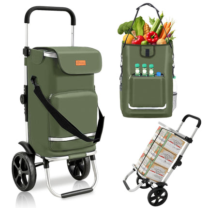Sekey XXL Shopping Trolley - Foldable Compact Trolley Made of Lightweight Aluminium with Height-Adjustable Handle, Ideal for Shopping, Deliveries & Outdoor Activities, Blue