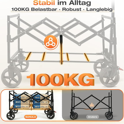 Sunula Handcart Foldable Small 80L 100 kg Hand Trolley Off-Road with Brakes