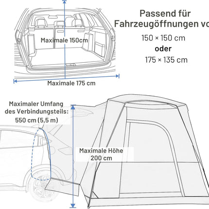 TIMBER RIDGE 5 Person UV Tent with Film Screen Weather Resistant Portable for Car, SUV, Van, Camping, Includes Rain Cover and Storage Bag, 3M W x 20cm L x 18cm H | 2000 mm Wasserdicht Camping Zelt SUV für Wohnwagen Familie Reise 305cmx245cm