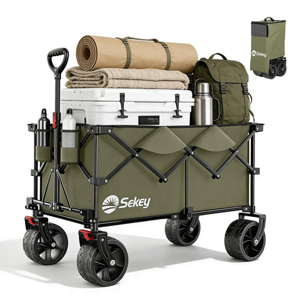 Sekey XXL Plus 4011 Handcart Foldable 200 L 200 kg All-Terrain Tyres | Folding handcart extra wide wheels with brake hand cart, patented 4-way instant assembly transport trolley, anthracite
