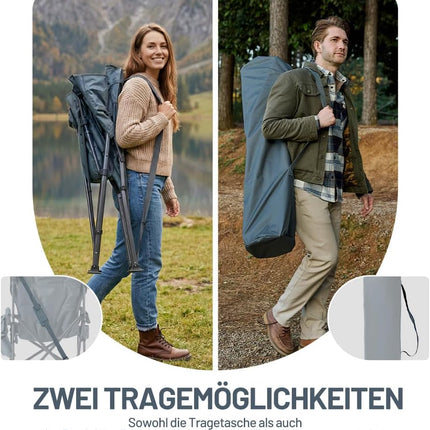 TIMBER RIDGE Folding Camping Chair with 4 cm Padding and 62 cm Wide Seat | Extra sturdy folding chair up to 230 kg, 62 cm seat width, 68 cm backrest with cool bag and drink holder