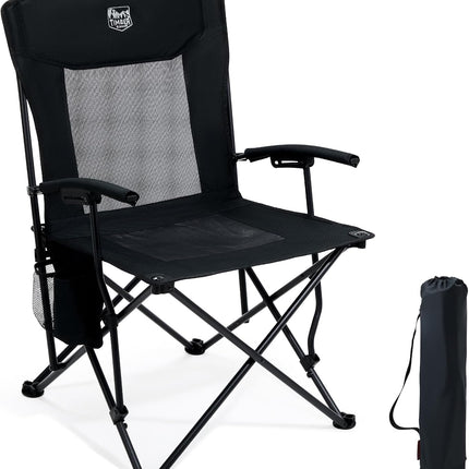 TIMBER RIDGE Camping Chair Foldable Lightweight Folding Chair 150 kg Load Capacity with Mesh Back Outdoor Comfortable Portable Beach Chair Fishing Chair for Festival, Fishing, Garden, Picnic, Balcony