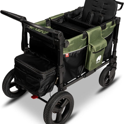 elvent® FlexProfessional 2 Handcarts, TÜV-Certified, Foldable Hand Trolley with Roof, 5-Point Harness, Parking Brake, 100 kg, Nursery & Day Care (Green)