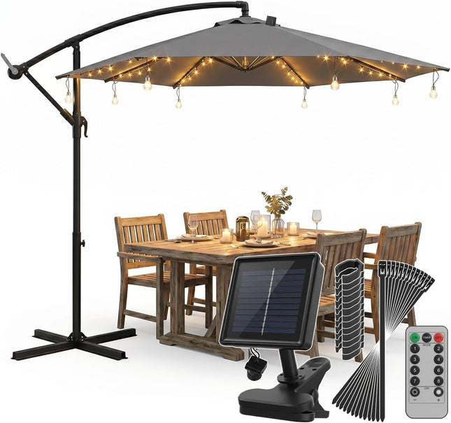 Sekey Parasol Lighting Solar LED Fairy Lights with 136 LEDs & 8 Bulbs, Remote Control 8 Modes, Garden Patio Party Decoration Light for Parasol and Parasol