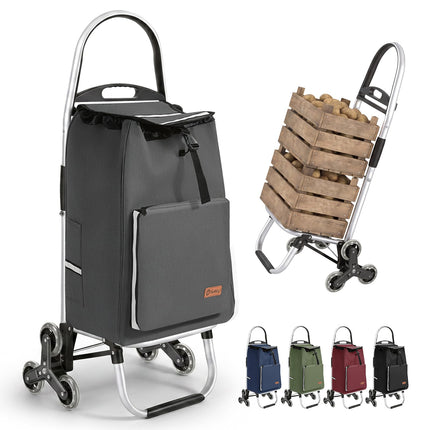 Sekey Shopping Trolley Stair Climber Foldable XXL Shopping Bag with Cooling Compartment, Aluminium Frame, 3 + 3 Wheels, Foldable Shopping Trolley, Shopping Trolley for Stairs and Everyday Life, Black