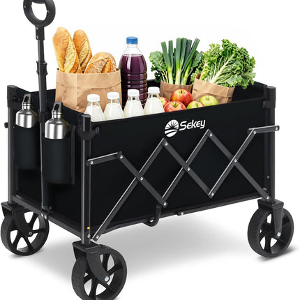 Sekey Handcart Foldable Mini 4029, Handcart Foldable Small 60L 80 kg | Foldable shopping cart camping trolley with height-adjustable handle, lightweight, space-saving and stable, black