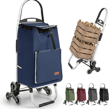 Sekey Shopping Trolley Stair Climber Foldable XXL Shopping Bag with Cooling Compartment, Lightweight Aluminium Frame, 3+3 Wheels for Stairs, Foldable Shopping Trolley Suitable for Seniors Stairs in