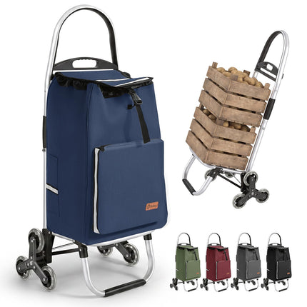 Sekey Shopping Trolley Stair Climber Foldable XXL Shopping Bag with Cooling Compartment, Aluminium Frame, 3 + 3 Wheels, Foldable Shopping Trolley, Shopping Trolley for Stairs and Everyday Life, Black