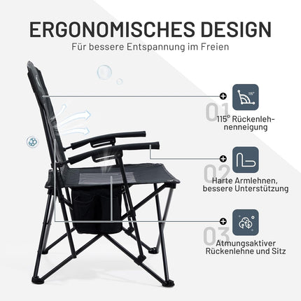 TIMBER RIDGE Camping Chair Foldable Lightweight Folding Chair 150 kg Load Capacity with Mesh Back Outdoor Comfortable Portable Beach Chair Fishing Chair for Festival, Fishing, Garden, Picnic, Balcony