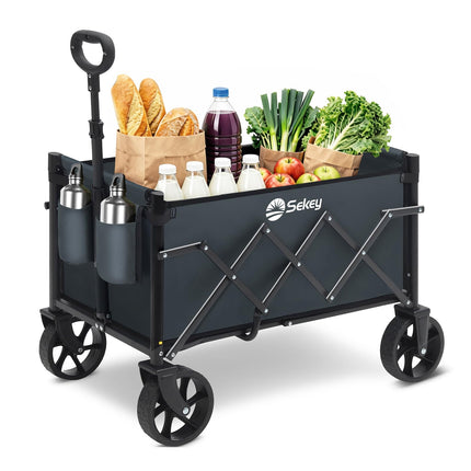 Sekey Handcart Foldable Mini 4029, Handcart Foldable Small 60L 80 kg | Foldable shopping cart camping trolley with height-adjustable handle, lightweight, space-saving and stable, black