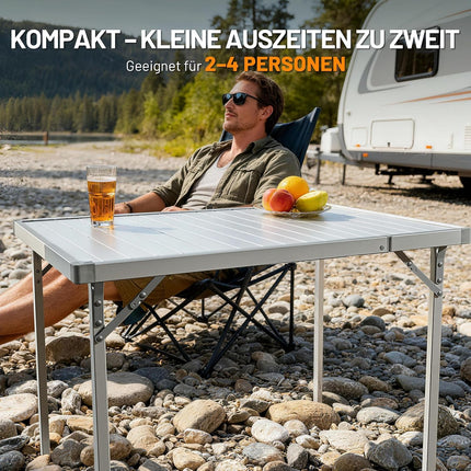 Timber Ridge Folding Camping Table Garden Table Extendable for 4-6 People | 94/130x70 cm Aluminium Klapptisch Höhenverstellbar Camping Falttisch mit Tragetasche für Picknick Camping Garten Outdoor