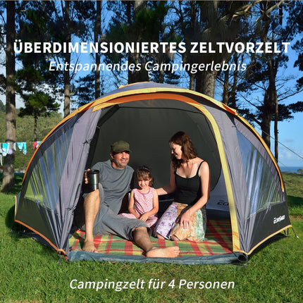 EchoSmile Tent 4 Person Waterproof 5000 mm Dome Tent with Awning Ultralight Camping Tents 3-4 Seasons Camping Tent Bivouac Tent for Trekking, Garden, Festival