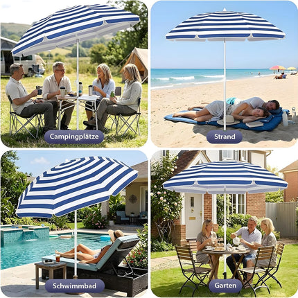 Sunula Parasol with Protective Cover, Tilting & Height Adjustable, 160/180 cm Selectable, UV Protection UPF 50+, GRS Recycled Cover, Ideal for Beach, Patio & Garden