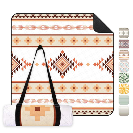Sekey Picnic Blanket Waterproof 200 x 200 cm, Beach Blanket Sand-Free | Padded, Three-Layer Structure, PEVA Waterproof Base, Tie Strap Carry Strap, Suitable for Picnics, Camping, Beach